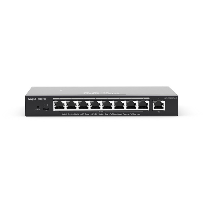 RUIJIE REYEE RG-ES209GC-P 8 PORT + 1 PORT UPLINK 10/100/1000 8 PORT POE/POE+ 120W RUJIE CLOUD YONETILEBILIR DESKTOP SWITCH-1