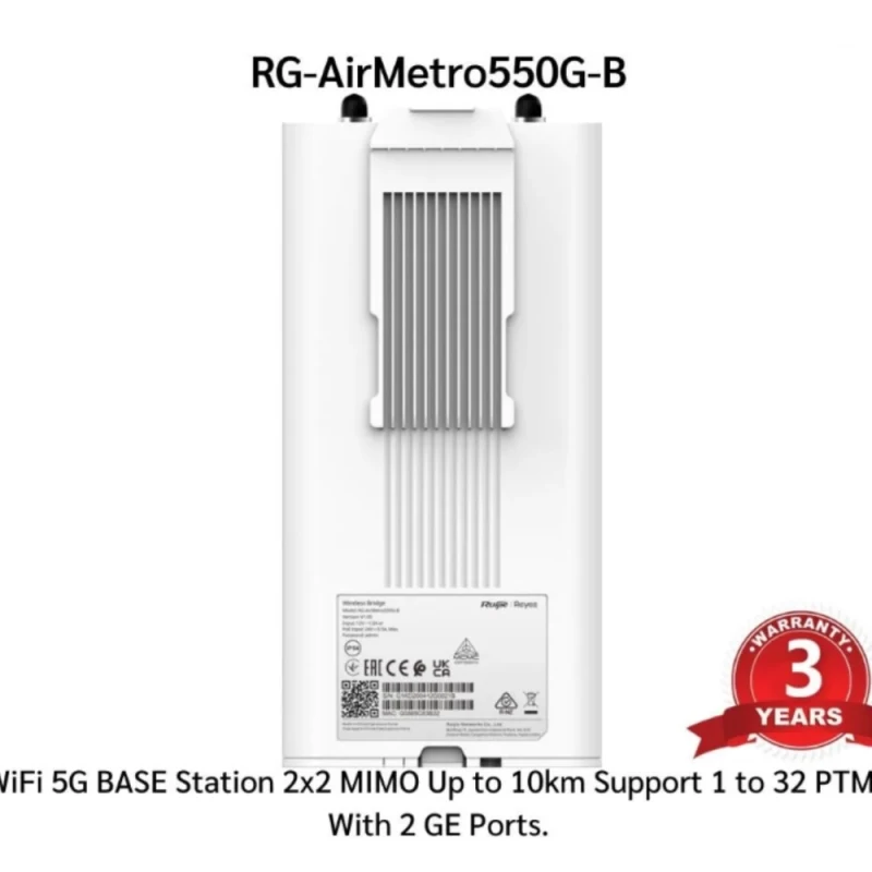 Ruijie Reyee RG-AirMetro550G-B | 5 GHz 867 Mbps PTMP Kablosuz Baz İstasyonu, 2 GE Port, 10 Km-3