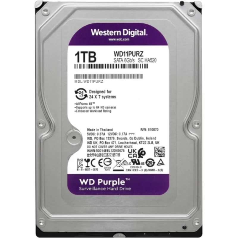 WD Purple 1TB WD11PURZ 3.5” Güvenlik Hard Disk | 7/24 Kamera HDD-1