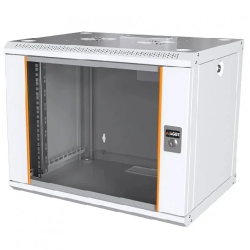 Ager AG-AN09U6060XX-YY 9U 19” Dikili Tip Rack Kabin – 600x600 mm, Cam Kapaklı, Kilitli
