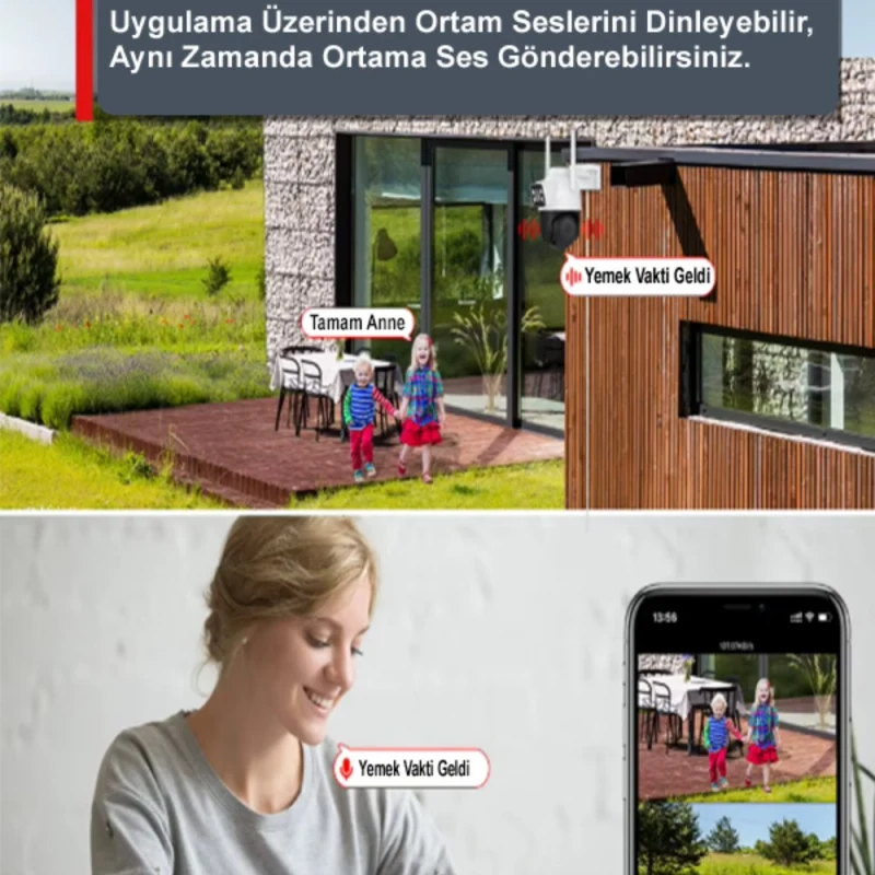 6MP 1080P Full HD Wi-Fi Çift Lensli Gece Görüşlü Suya Dayanıklı Dış Ortam Kamera-5