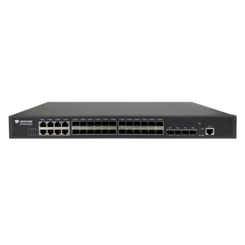 BDCOM S2900-24S8C4X-2AC 24 Port L2+ Yönetilebilir Omurga Switch (16×SFP, 8×Gigabit Combo, 4×10G SFP+, Çift AC Güç Kaynağı)-1