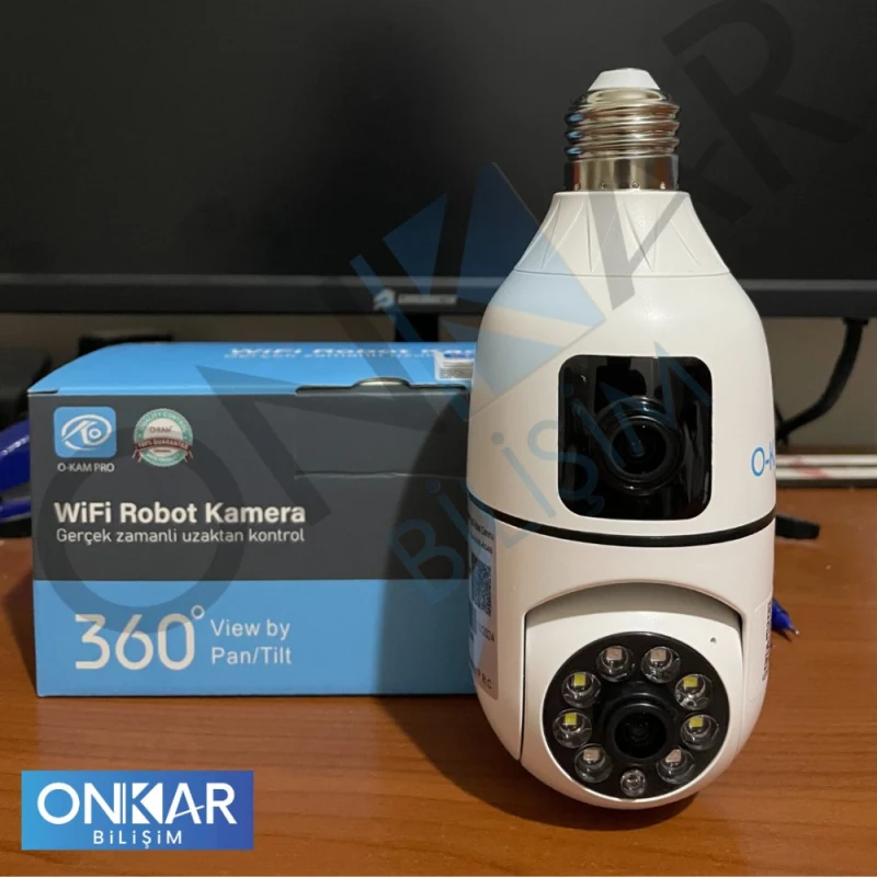 4MP 2 KAMERALI WİFİ KABLOSUZ HAREKETLİ SESLİ AMPUL KAMERA OKAM PRO-2