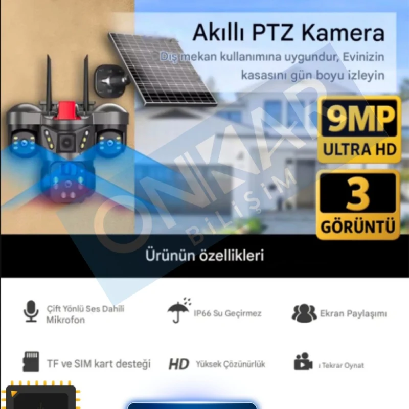 OKAM PRO 3850 3 KAMERALI SİM KARTLI GÜNEŞ ENERJİLİ ESİM DESTEKLİ GÜVENLİK KAMERASI-4