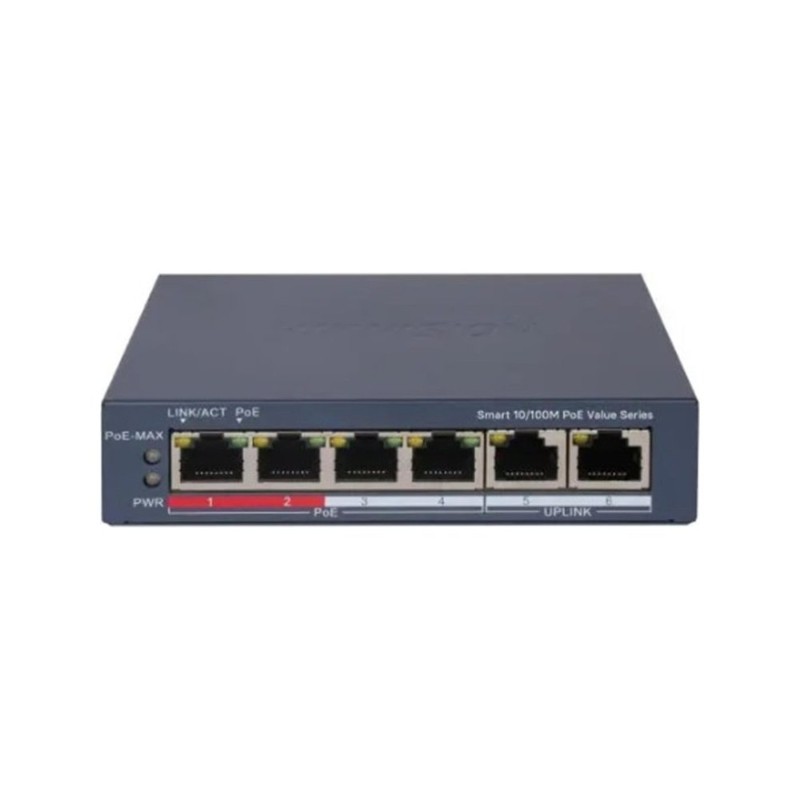 HIKVISION DS-3E1106P-EI/M 4 PORT 10/100 4 PORT POE+ 2 PORT UPLINK 45W YONETILEMEZ SWITCH-1