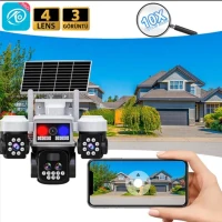 8095 9MP Wifi Solar 3 Kameralı Kablosuz Güneş Enerjili Güvenlik Kamerası 10X Optik Zoom-4