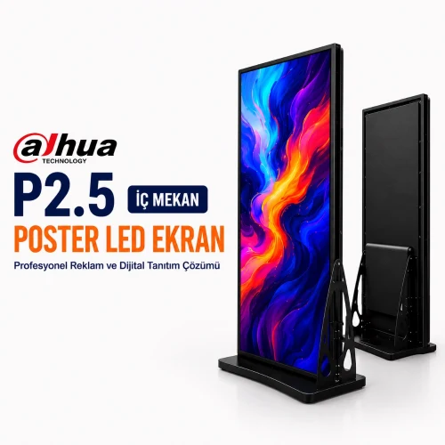 Dahua P2.5 İç Mekan Poster LED Ekran | 192×64 cm Dijital Reklam Totemi