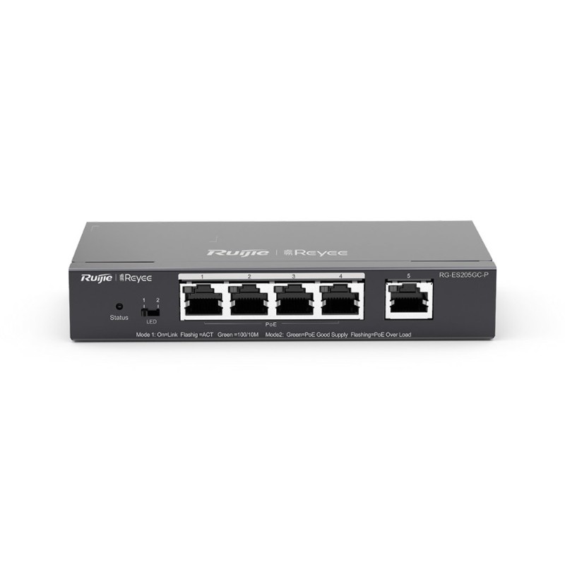 RUIJIE REYEE RG-ES205GC-P 5 PORT 10/100/1000 4 PORT POE+ 54W RUJIE CLOUD YONETILEBILIR DESKTOP SWITCH-1