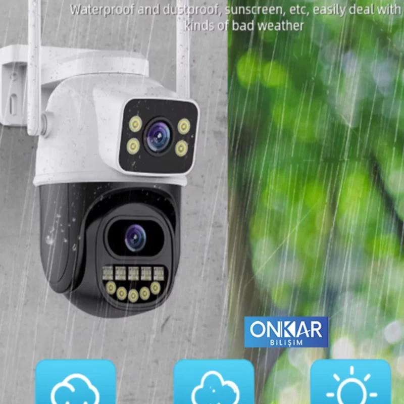 6MP 1080P Full HD Wi-Fi Çift Lensli Gece Görüşlü Suya Dayanıklı Dış Ortam Kamera-6