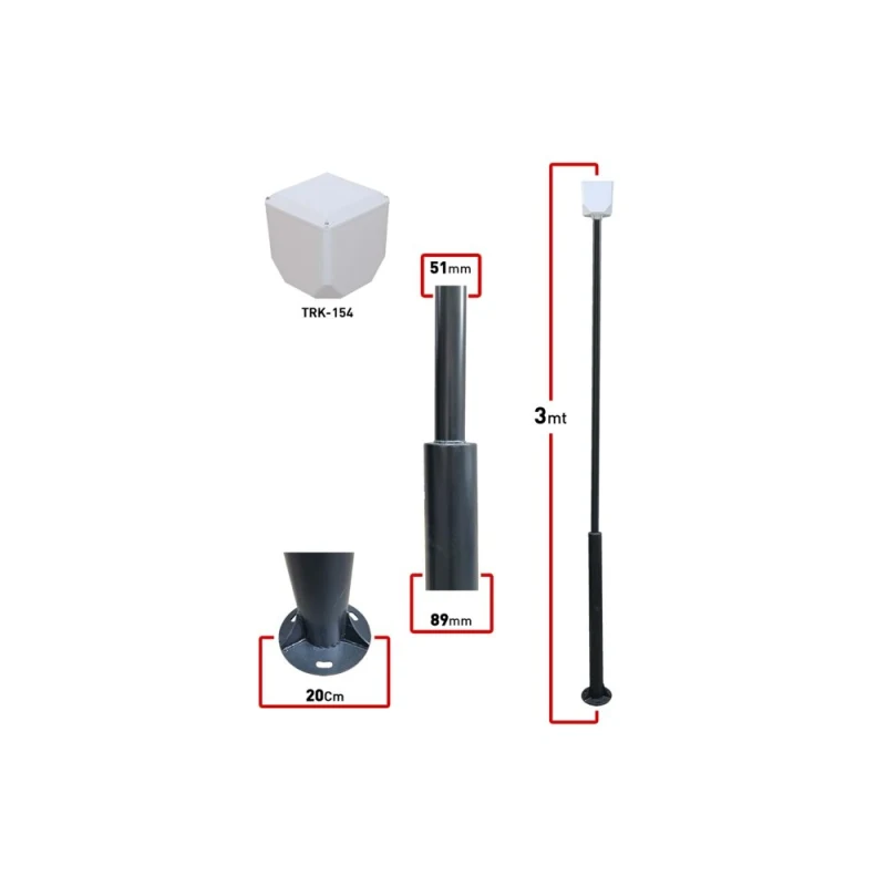 TRK 3 Metre Kamera Direği 89x51x2mm (+ Küp - TRK154) – Galvaniz Güvenlik Kamera Montaj Direği-1